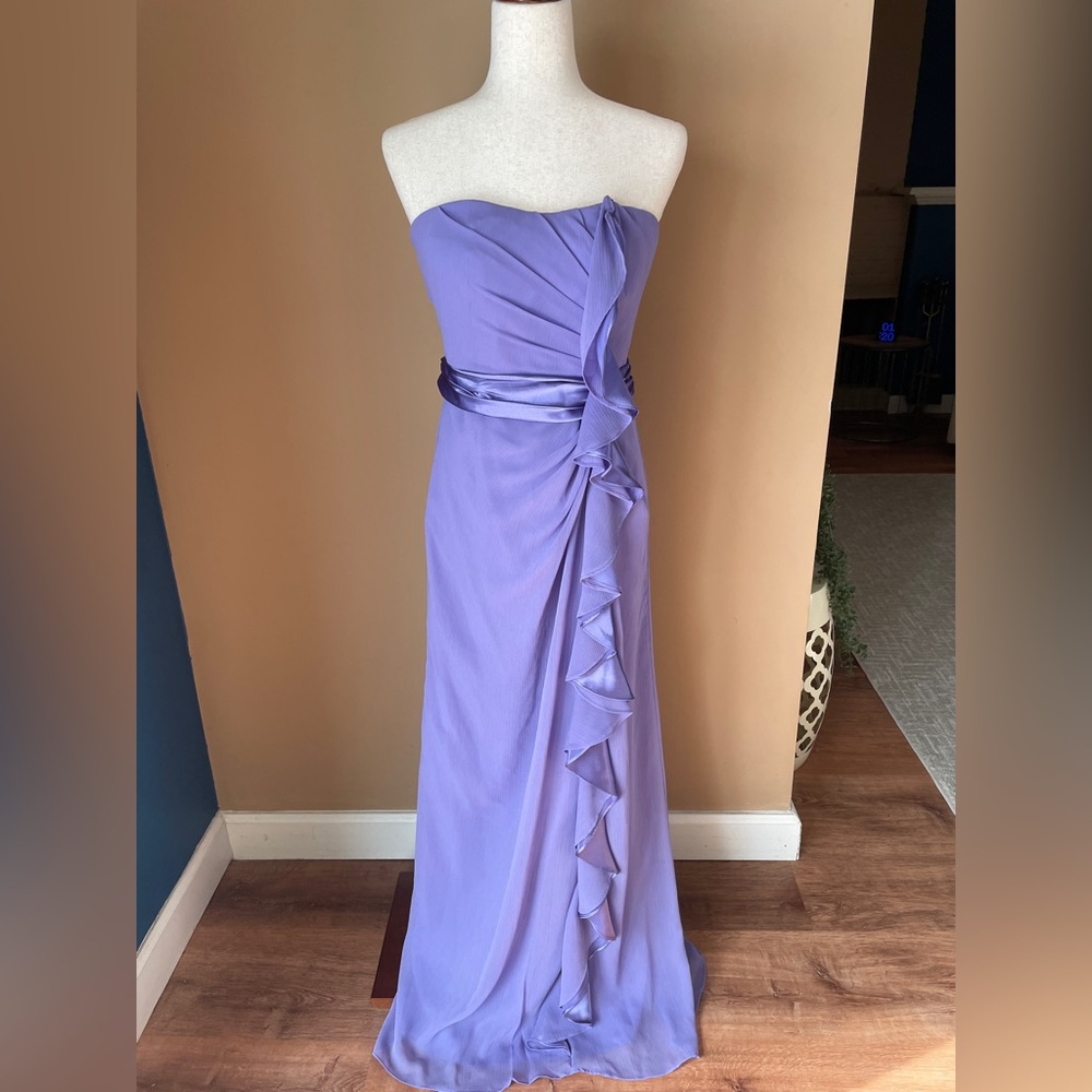 David's Bridal Formal Strapless Maxi Gown Dress Size 4 Purple HOCO Prom NWT